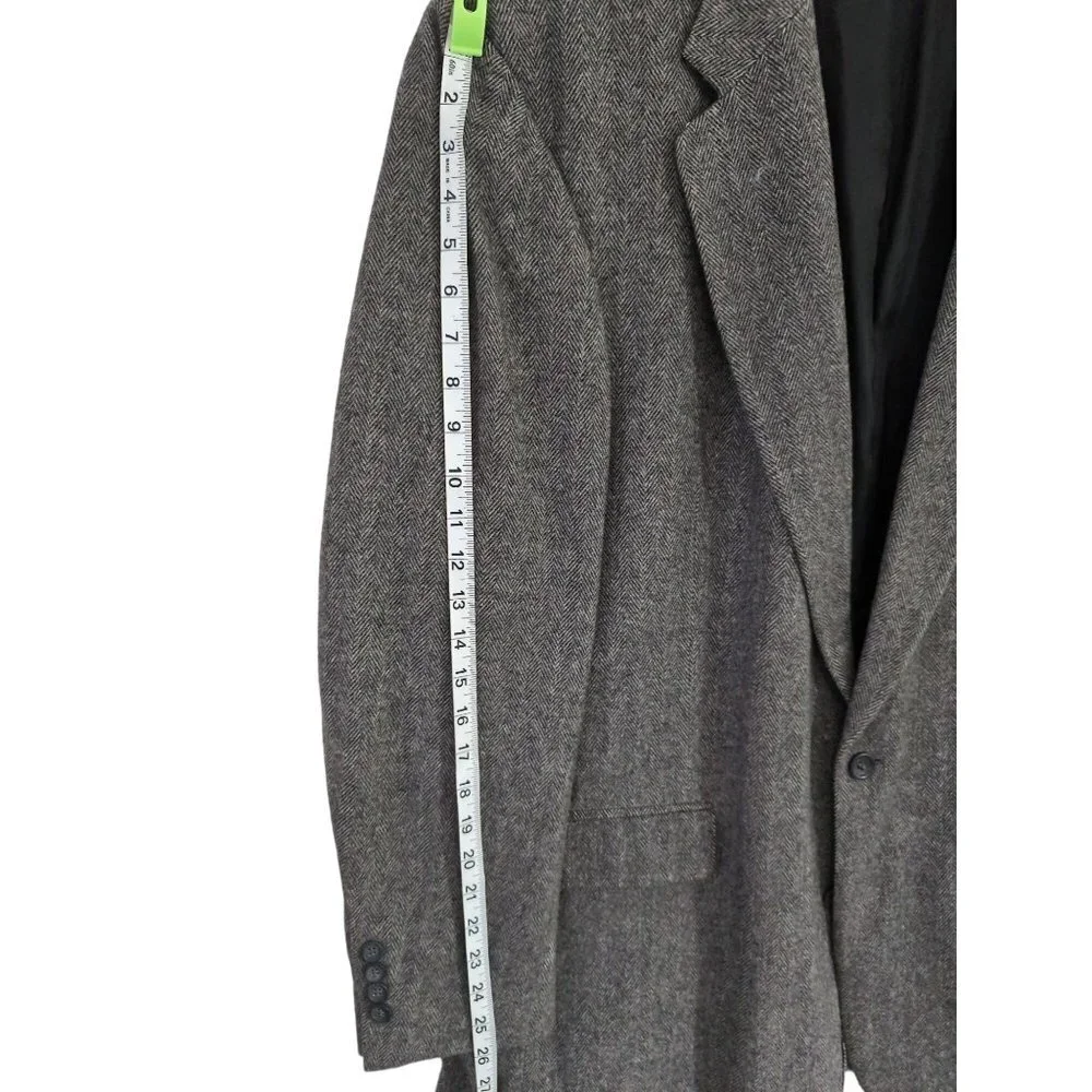 Robert Stock Sport‎ Coat Mens 46L Charcoal Gray Camel Hair Blend Herringbone